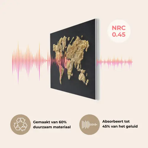 Wereldkaart - Pasta - Zwart PET vilt middel -USP_NL