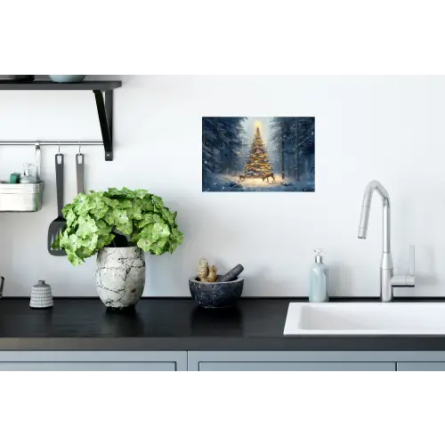 Kerstlicht - Woud - Hert - Donker Muursticker klein -keuken