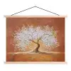 Abstract - Boom - Wit - Bladeren textielposter latten blank klein -3d