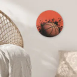 Basketbal - Verf - Sport - Oranje Akoestische PET Vilt - Rond klein -sfeer4