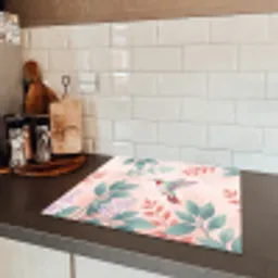 Kolibrie - Vliegen - Natuur - Illustratie - Kleurrijk Inductie beschermer vinyl 3mm middel -sfeer3