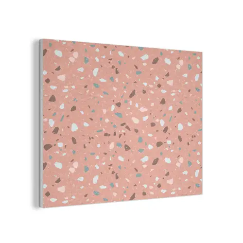 Terrazzo -  Patroon - Kleurrijk - Roze - Blauw PET vilt klein 837 -3d