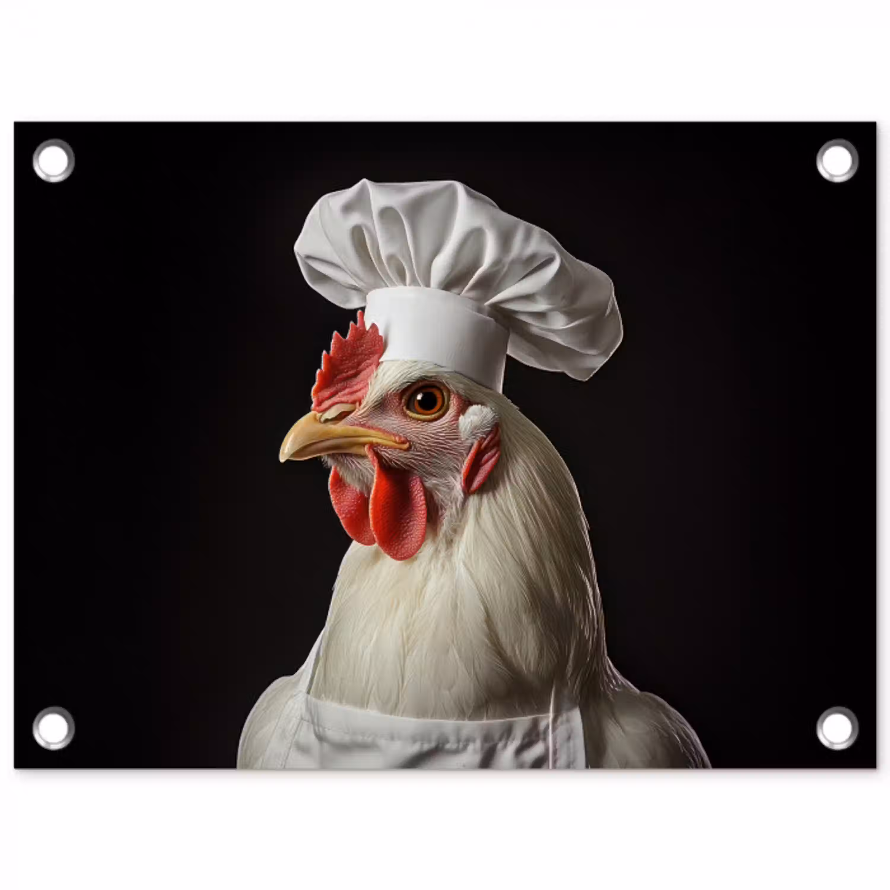 Kok - Rood - Kip tuinposter los doek klein -3d