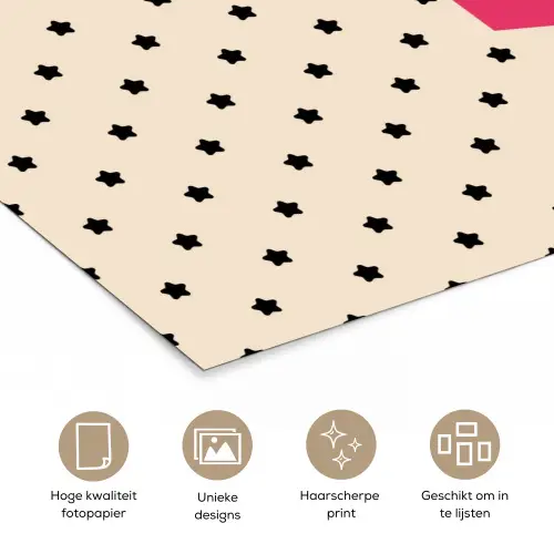 Love - Stippen - Roze poster papier klein -closeup_NL