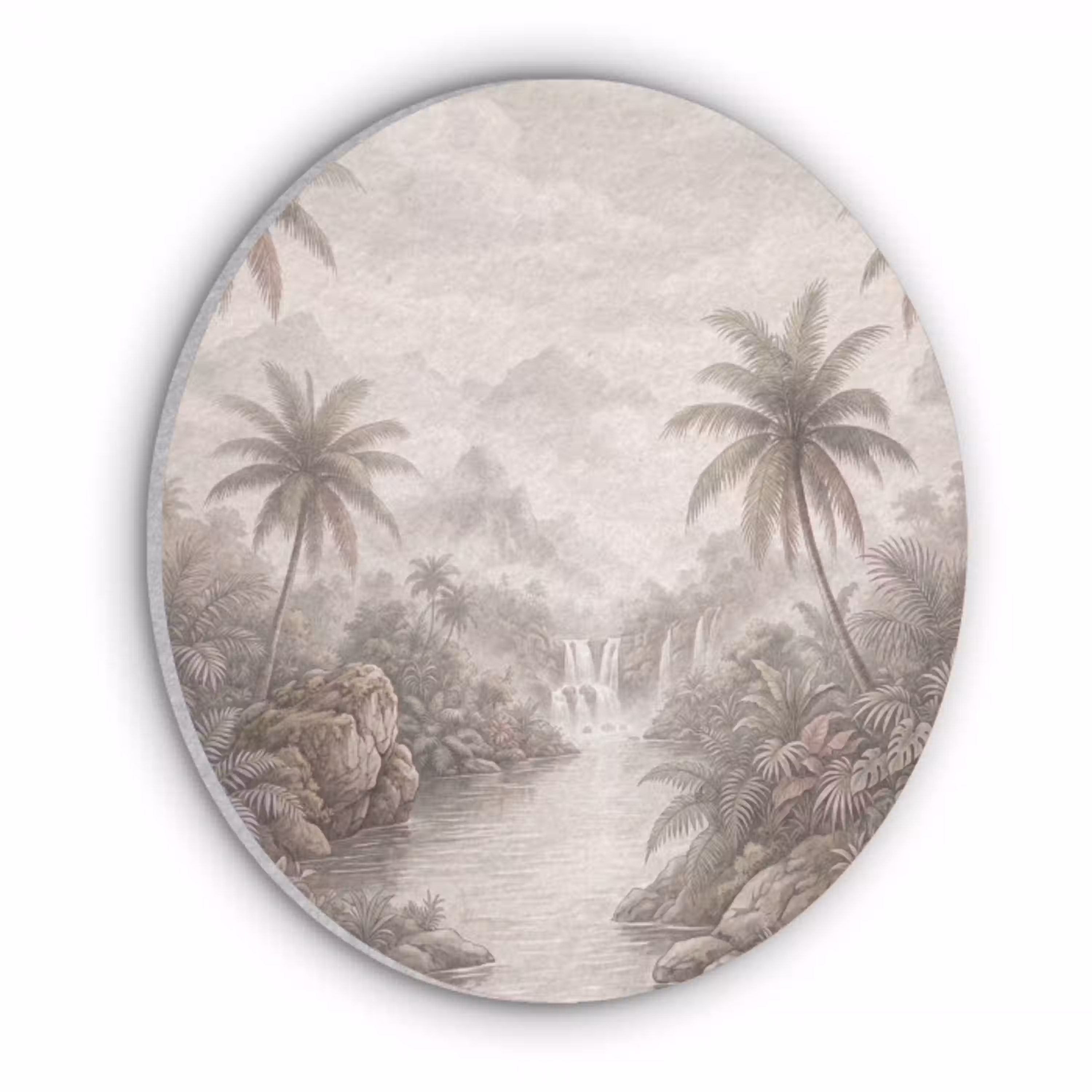 Jungle - Watervallen - Tropisch - Illustratie Akoestische PET Vilt - Rond klein -3d