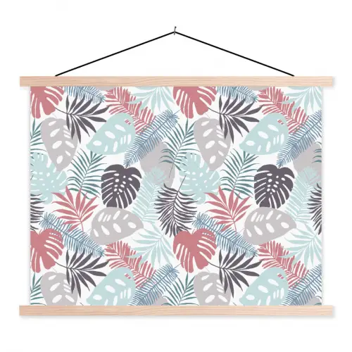 Bladeren - Jungle - Pastel - Tropisch textielposter latten blank klein -3d