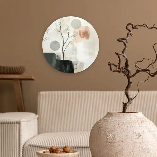 Wabi sabi - Beige - Plant Wandcirkel kunststof plaat 5mm dik klein -sfeer1