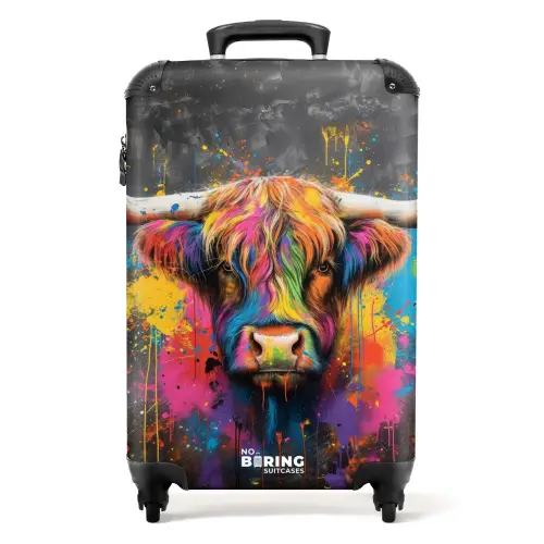 Schotse hooglander als graffiti art NBS - Handbagage koffer - Unisex middel -productfoto_recht