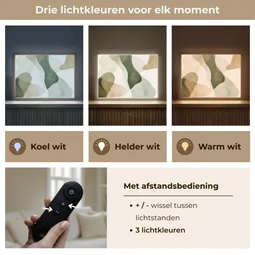 Japandi - Abstract - Groen Light Box met batterij (Wandlamp) middel -USP_lichtkleurNL