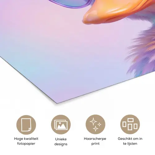 Eend - bril - Pastel poster papier klein -closeup_NL