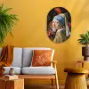 Meisje met de parel - Johannes Vermeer - Bloemen Wandcirkel Ovaal Forex klein -sfeer4