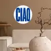 Ciao - Blauw - Stippen Wandcirkel behangsticker klein -sfeer1