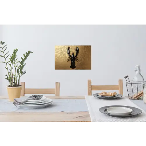 Kreeft - Zwart - Goud - Luxe Muursticker klein -eettafel