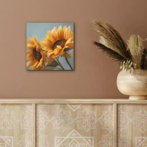 Zonnebloemen - Geel - Wazig aluminium wit klein -sfeer4
