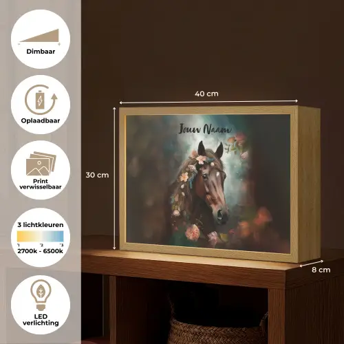 Paard - Natuur - Bloemen - Dieren - Bos Light Box met batterij (Wandlamp kind) middel -USP_websiteoverzichtNL