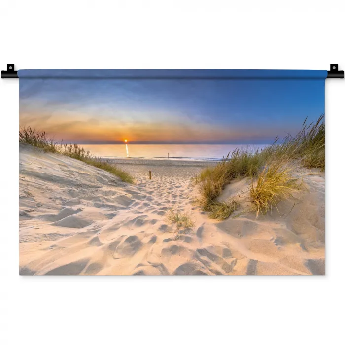 Duin - Zonsondergang - Horizon - Strand - Gras Wandkleed katoen klein -zz3d