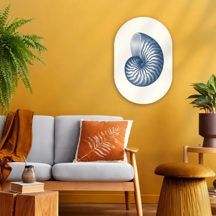 Blauw - Schelp - Spiraal Wandcirkel Ovaal Forex klein -sfeer4