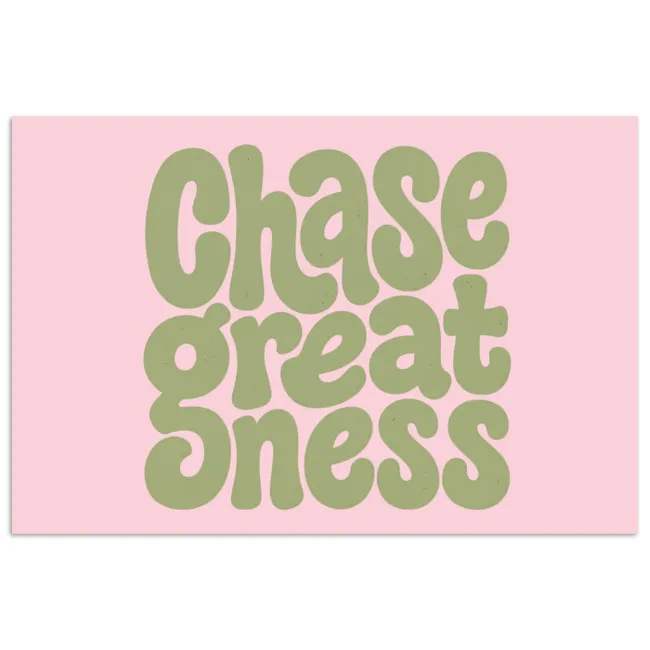 Poster - Chase greatness - Groen - Roze - Retro