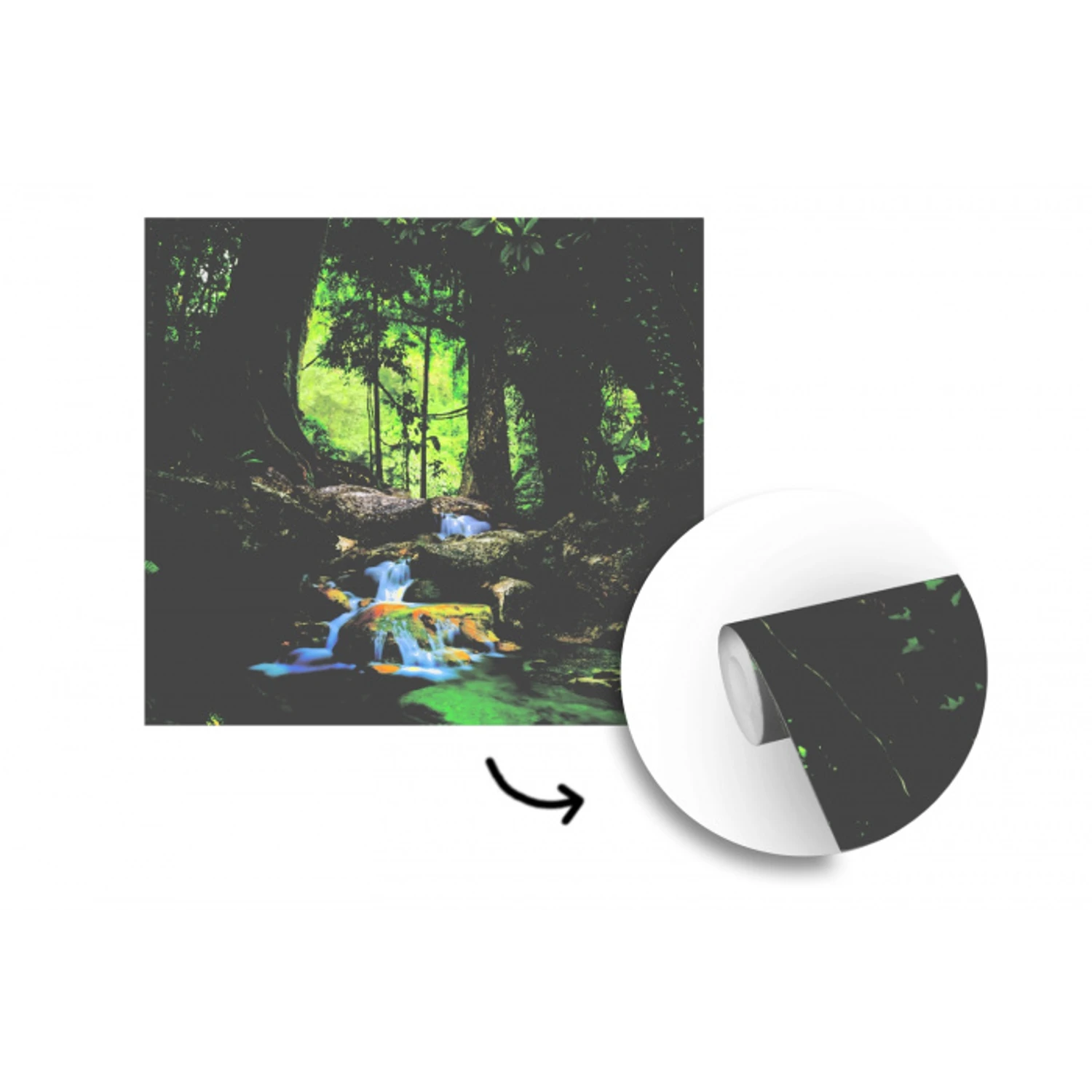 Jungle - Stenen - Water - Natuur - Planten fotobehang vinyl groot -3d