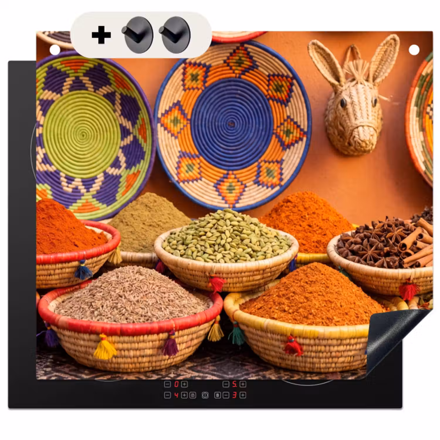 Inductie beschermer en spatscherm (2in1) - Eten - Kleurrijk - Cultuur