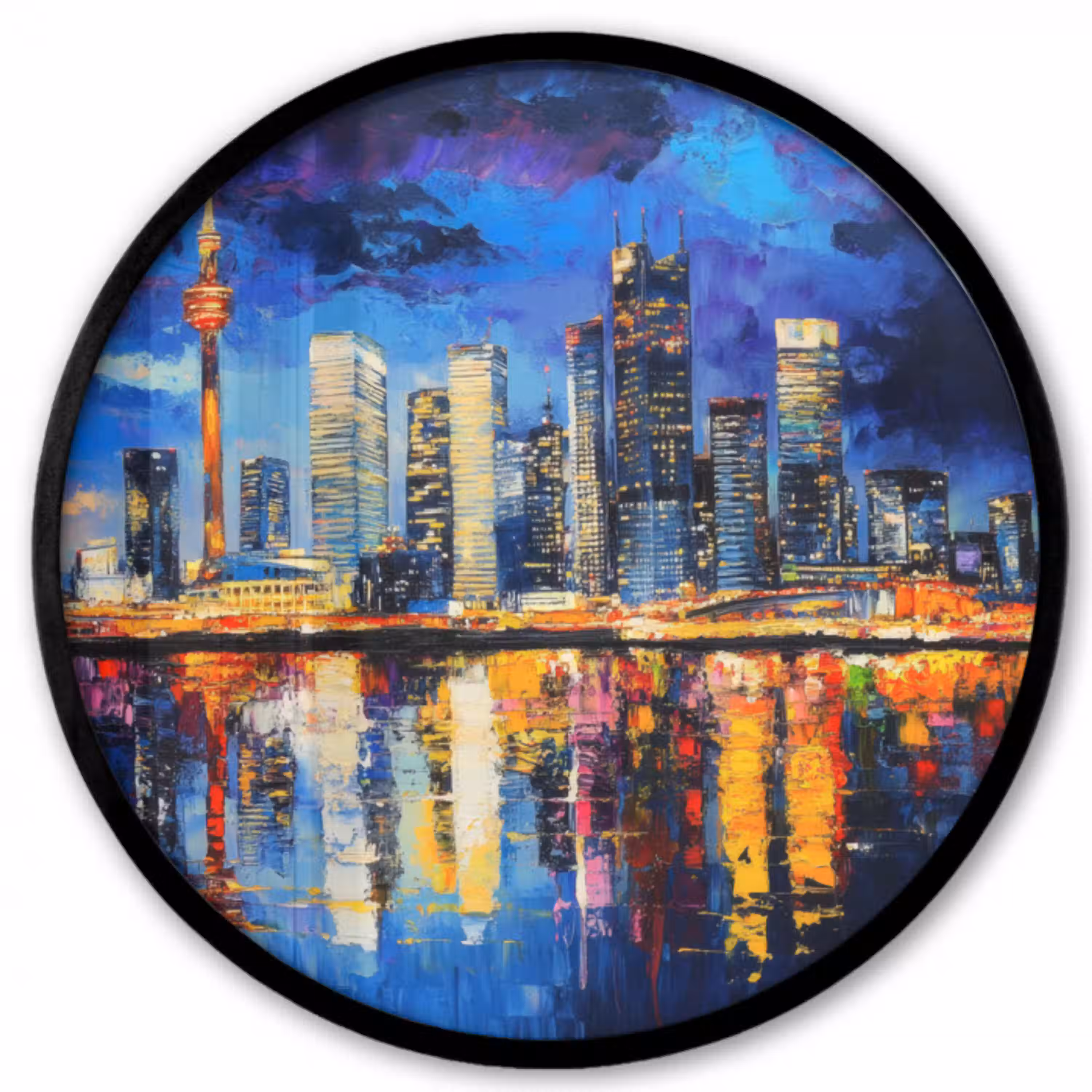 Skyline Toronto - Modern - Stadslicht - Blauw Fotolijst rond zonder passe partout klein -3d