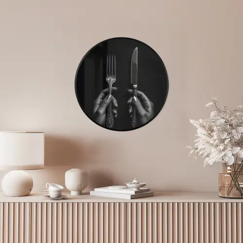 Bestek - Zwart - Wit Fotolijst rond zonder passe partout klein -sfeer3