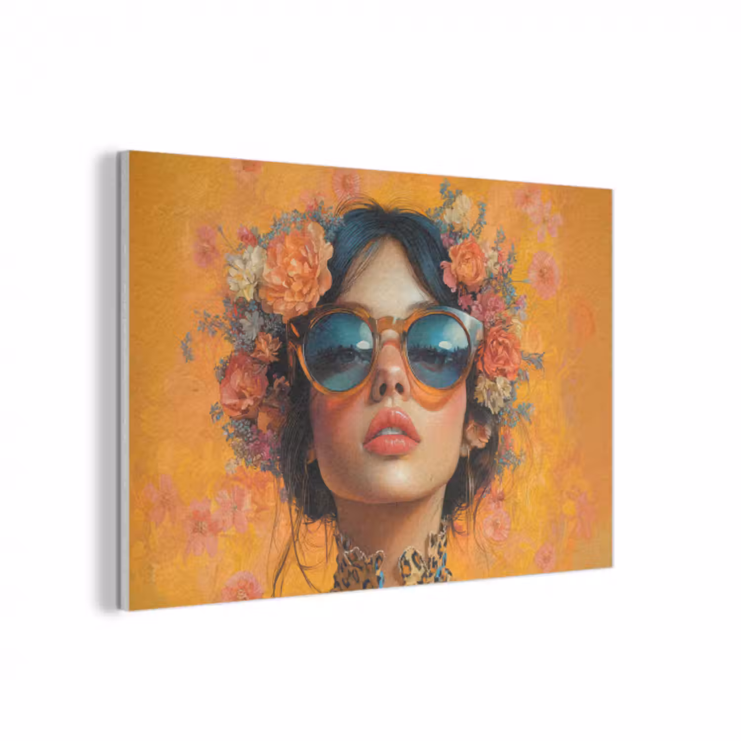 Akustikbild - Frau - Blumen - Ästhetik - Orange