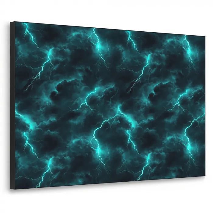 Turquoise - Bliksem  - Wolken Textielframe - compleet frame klein 947 -3d