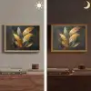 Gouden Bladcompositie – Botanische Luxe Light Box met batterij (Wandlamp) middel -sfeer3