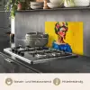 Frida Kahlo - Vrouw - Geel - Blauw - Bloemen keuken achterwand spatscherm klein -usp_DE