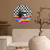 Hamburger - Stippen - Golven - Kleuren Wandcirkel kunststof plaat 5mm dik klein -sfeer1