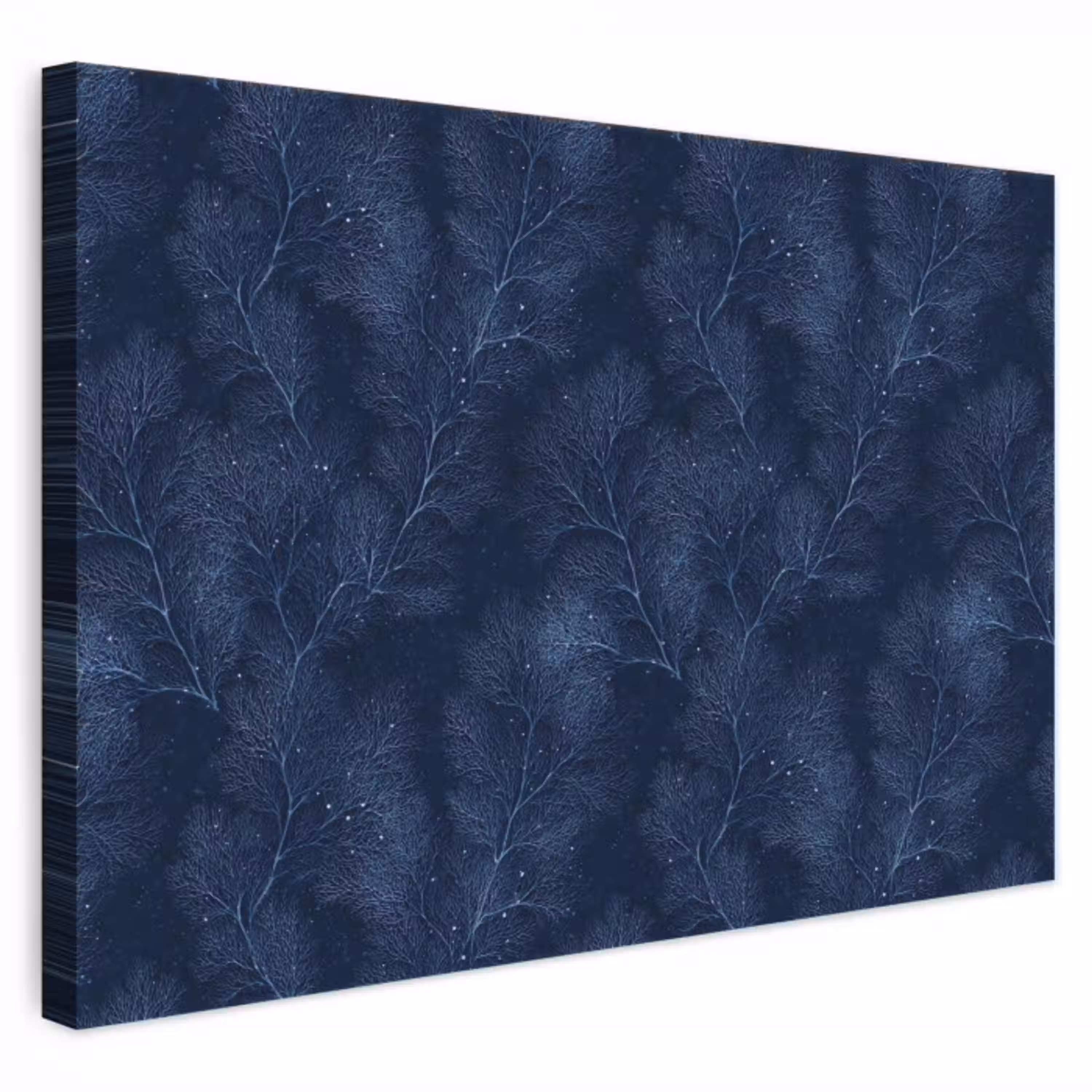 Koraal - Takken - Patroon - Nachtblauw canvas 2cm klein 34 -3d