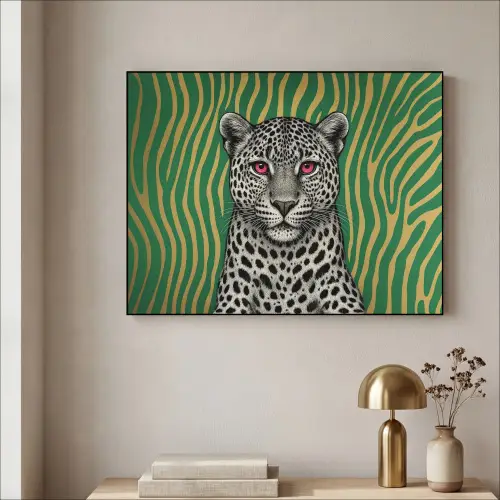Panter - Zebrapatroon - Groen Textielframe zwart klein -sfeer2