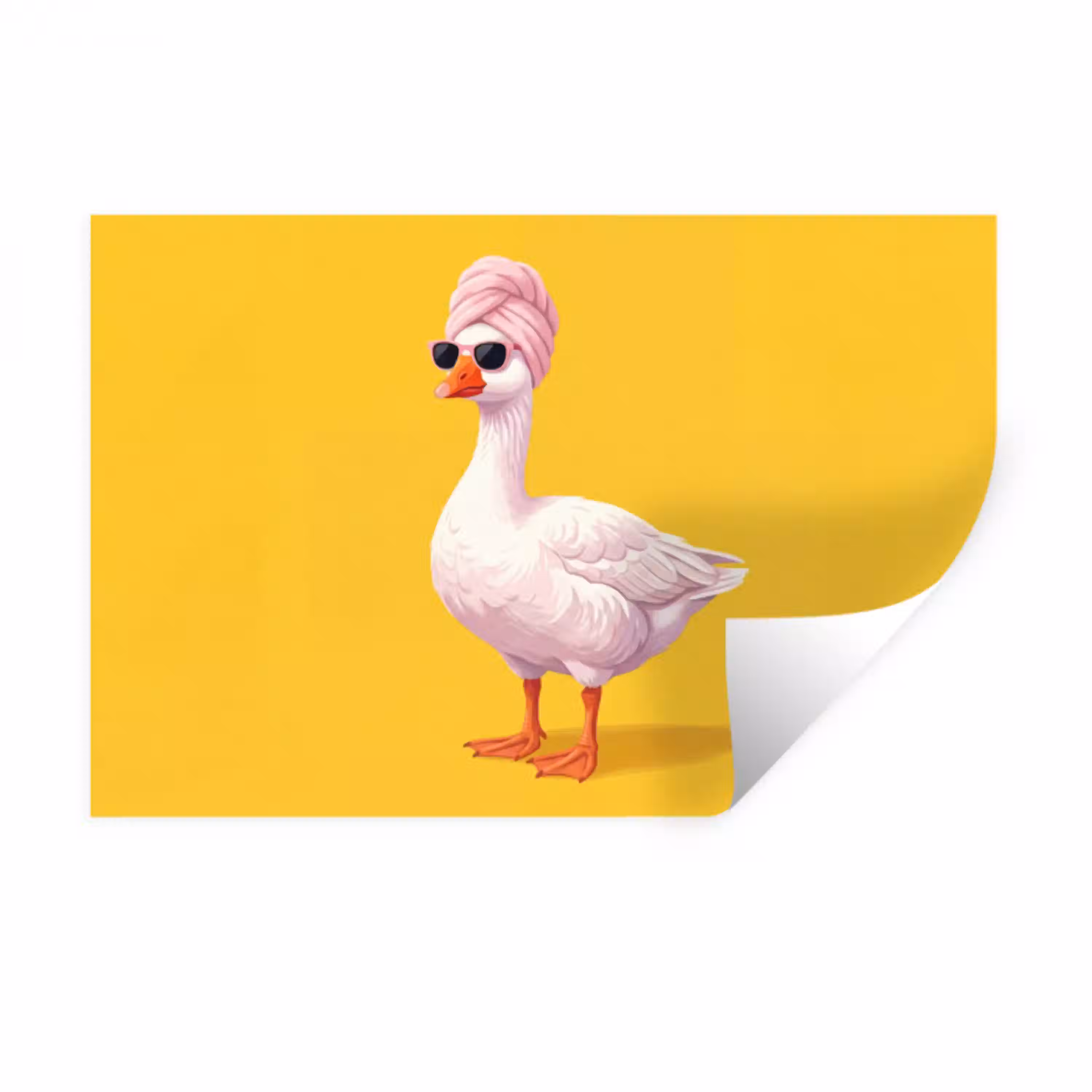 Eend - Zonnebril - Geel Muursticker klein -3d