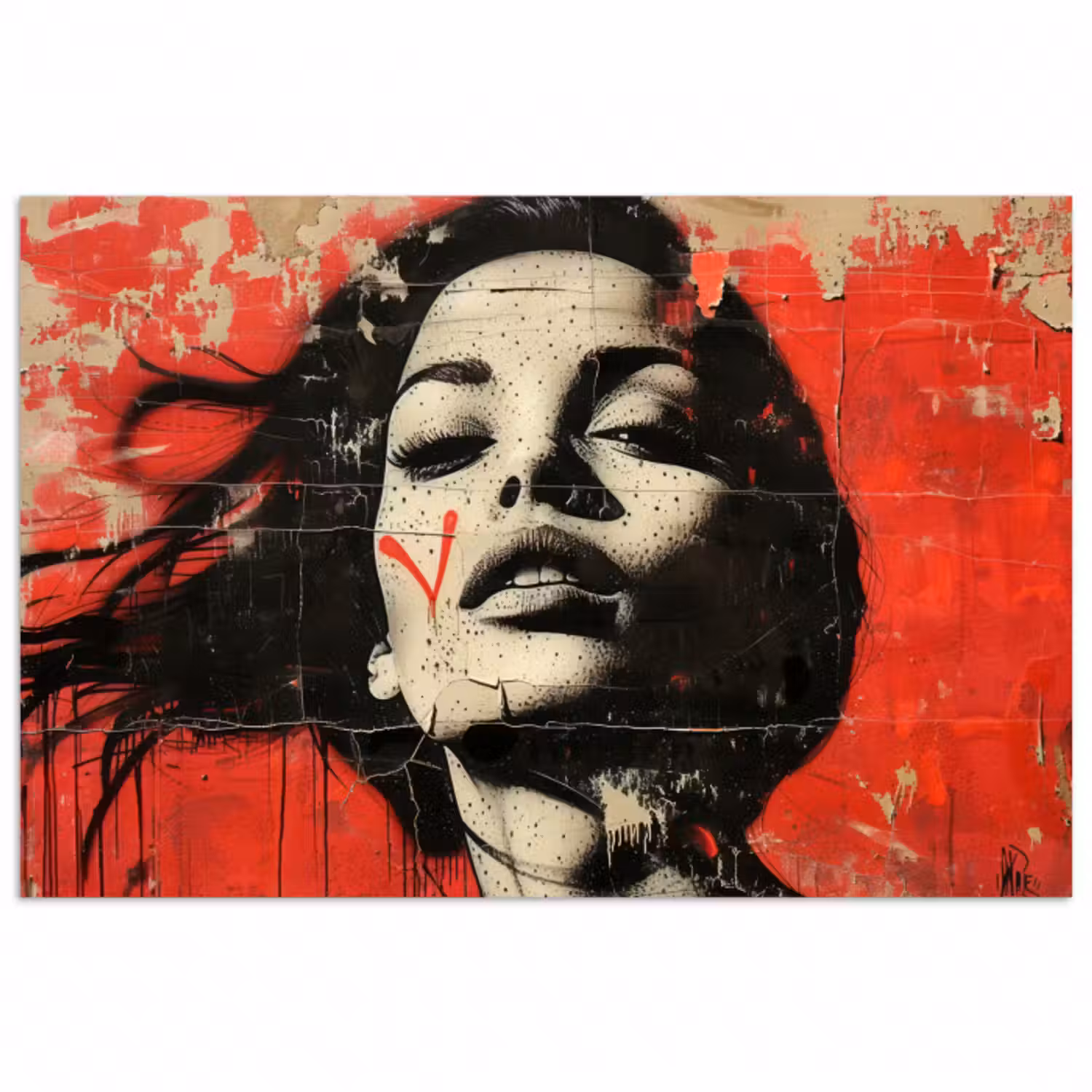 Poster - Graffiti - Frau - Rot - Straßenkunst - Banksy