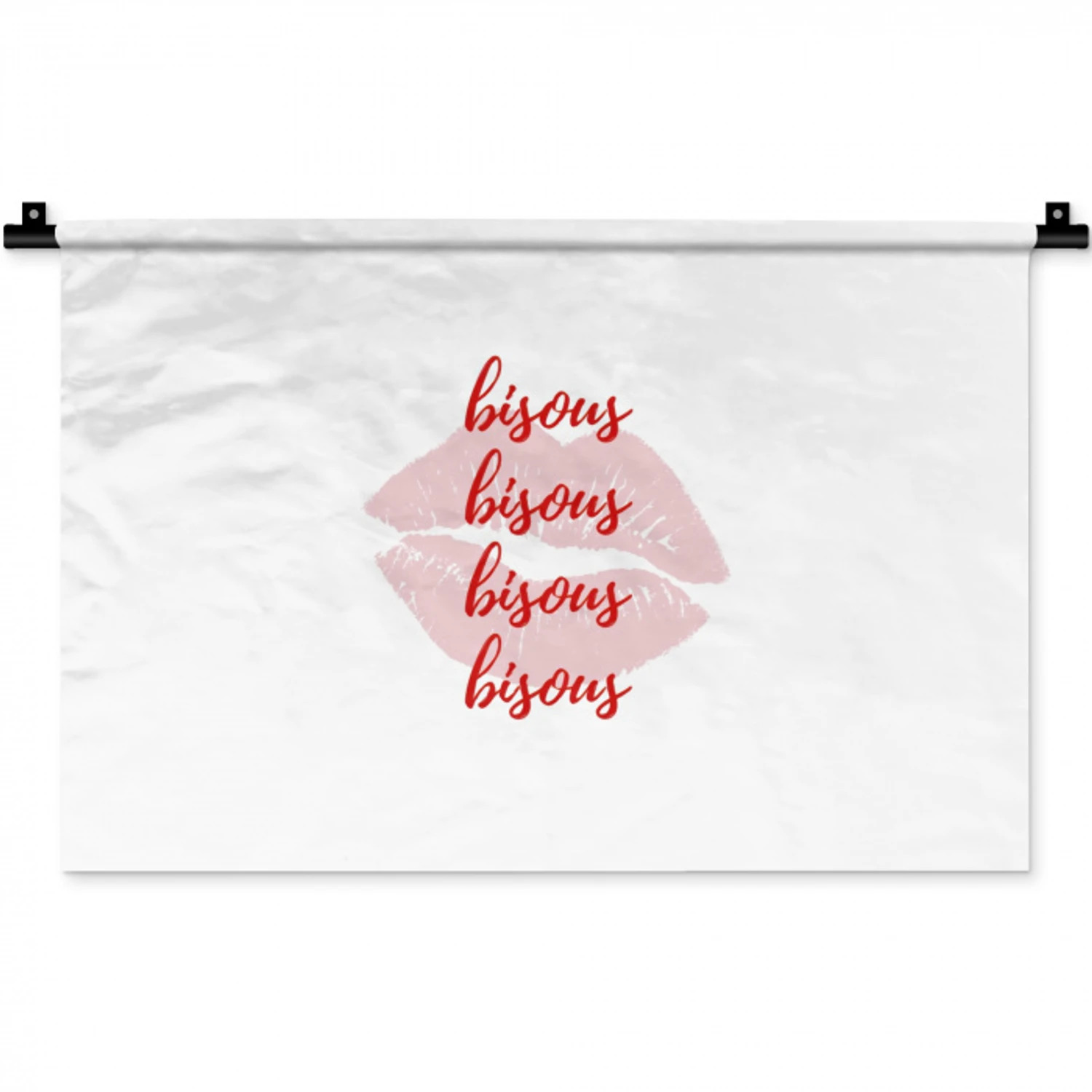 Bisous - Lip - Wit - Rood Wandkleed katoen klein -zz3d