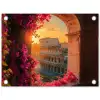 Colosseum - Rome - Roze Bloemen tuinposter los doek klein -3d