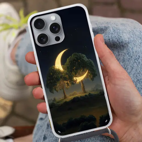 Maan - Bomen - Rust Hoesje iPhone 16 Pro Max met koord klein -sfeer3