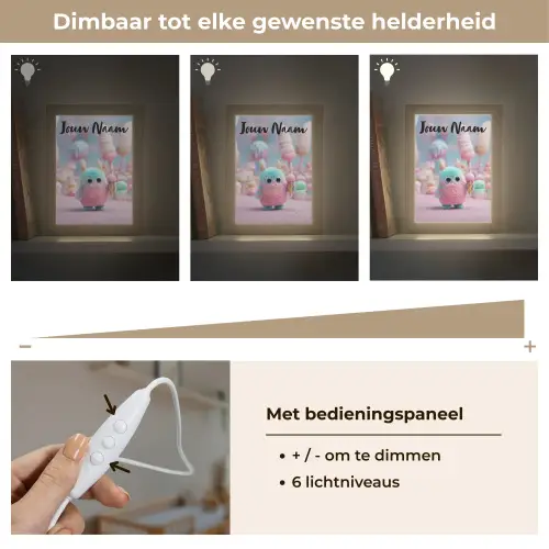 Monster - Pastel - Roze - Snoep Light Box met kabel (Kinderlampje) klein -USP_dimbaarNL