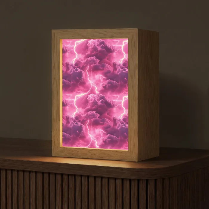 Roze - Onweer - Wolken Light Box met kabel (Tafellamp) klein 925 -z3d_website