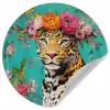Luipaard - Bloemen - Kroon Wandcirkel behangsticker klein -3d