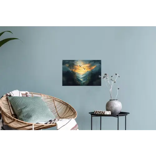 Vogels - Zon - Bomen - Groen Muursticker klein -plant