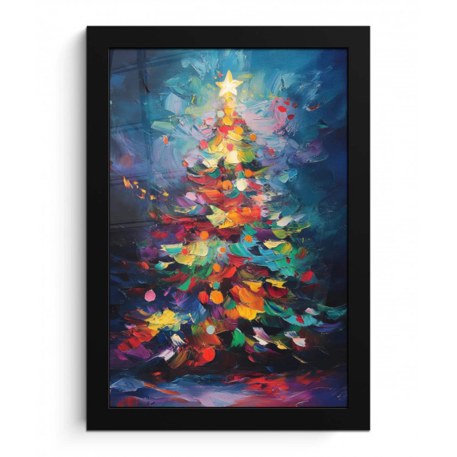 Kerstboom - Kerst - Abstract - Kleurrijk fotolijst zwart zonder passe partout klein -3d