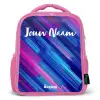 Neon - Strepen - Abstract - Blauw - Roze Kinderrugzak - Roze middel -3d