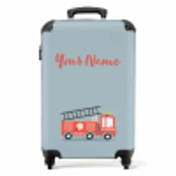 Brandweerauto blauwe achtergrond NBS - Handbagage koffer - Kinderen Unisex middel -productfoto_recht