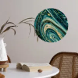 Marmerlook - Luxe - Goud - Turquoise - Glitter Wandcirkel behangsticker klein -sfeer3