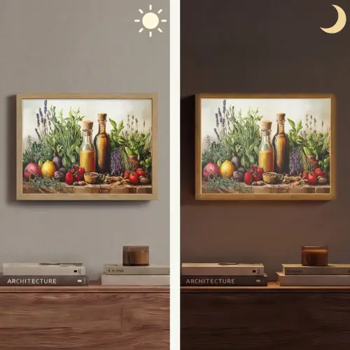 Stilleven - Kruiden - Specerijen - Fruit - Kleurrijk Light Box met batterij (Wandlamp) middel -sfeer3