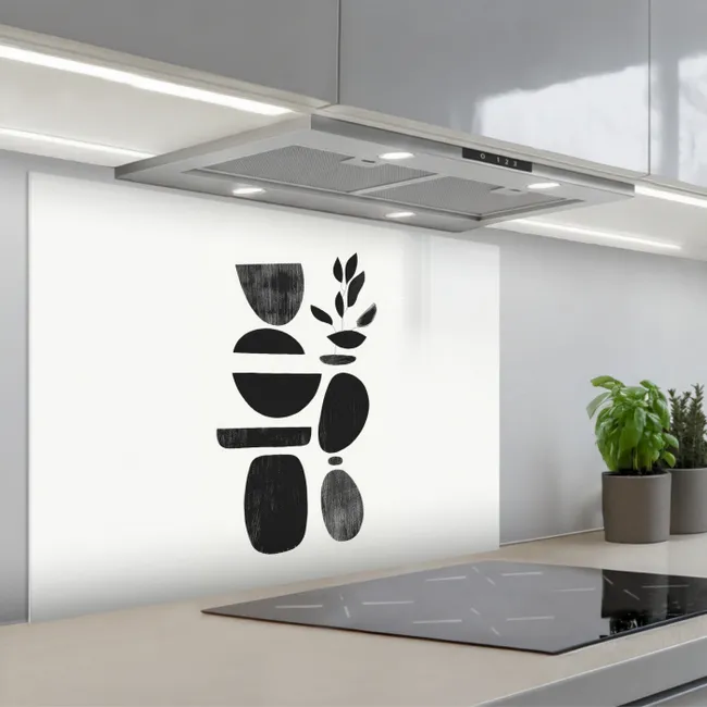 Fond de hotte - Japandi - Noir - Abstrait