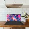 Bloemen - Blauw - Roze keuken achterwand spatscherm klein -sfeer2