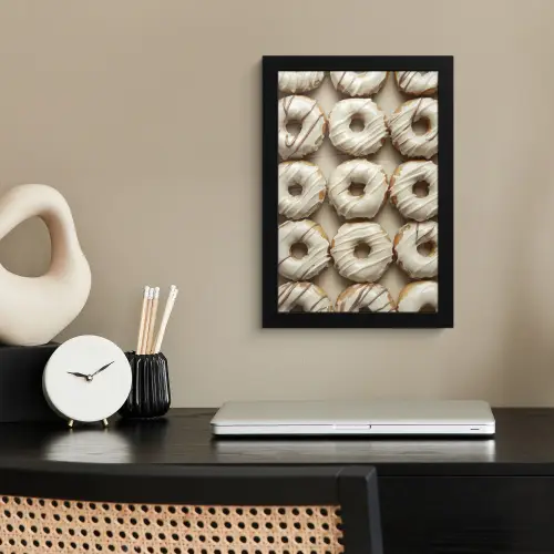 Donuts - Chocolade - Wit - Beige fotolijst zwart zonder passe partout klein -sfeer1